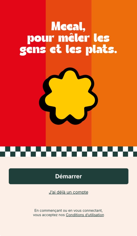 Page d'authentification (Inscription/Connexion) de l'application MEEAL