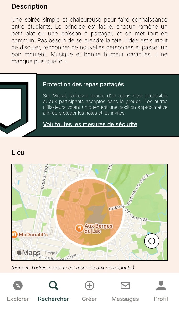 La localisation d'un MEEAL est révélée uniquement aux participants